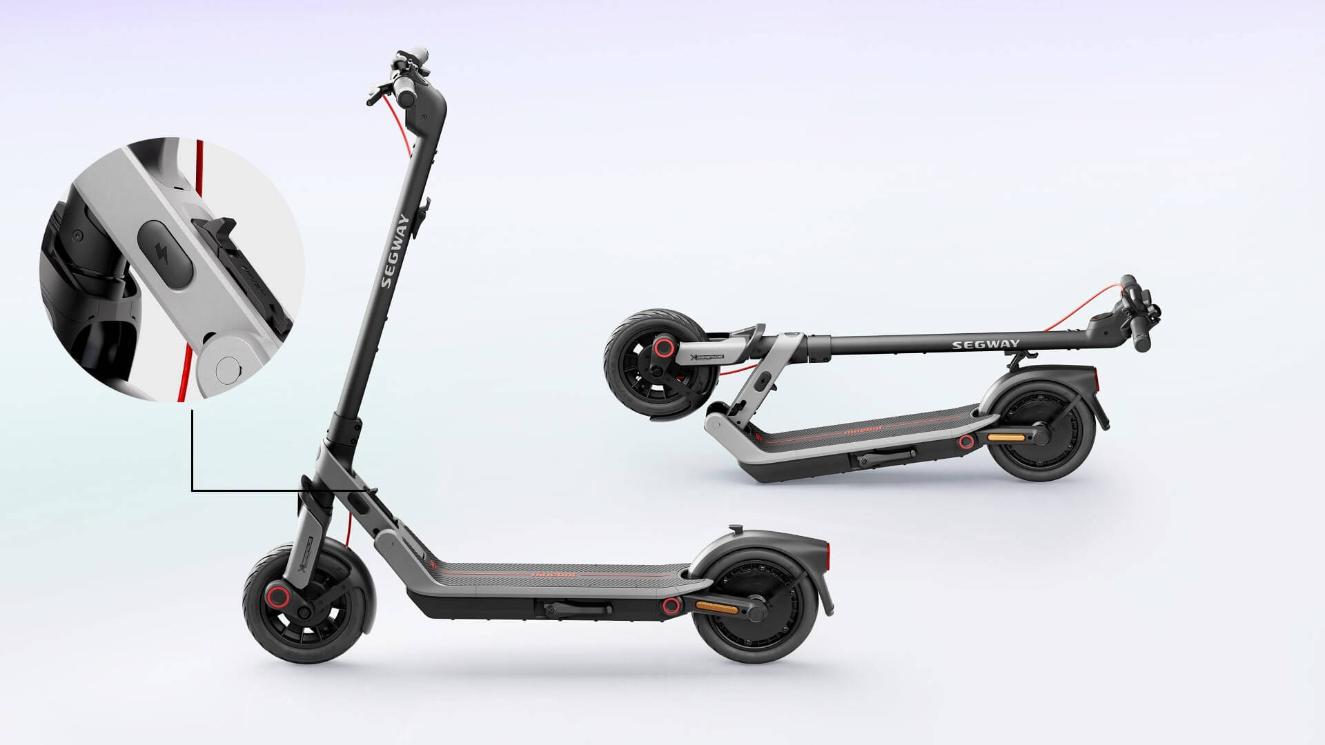 Segway E3 vs F series folding mechanism comparison infographic